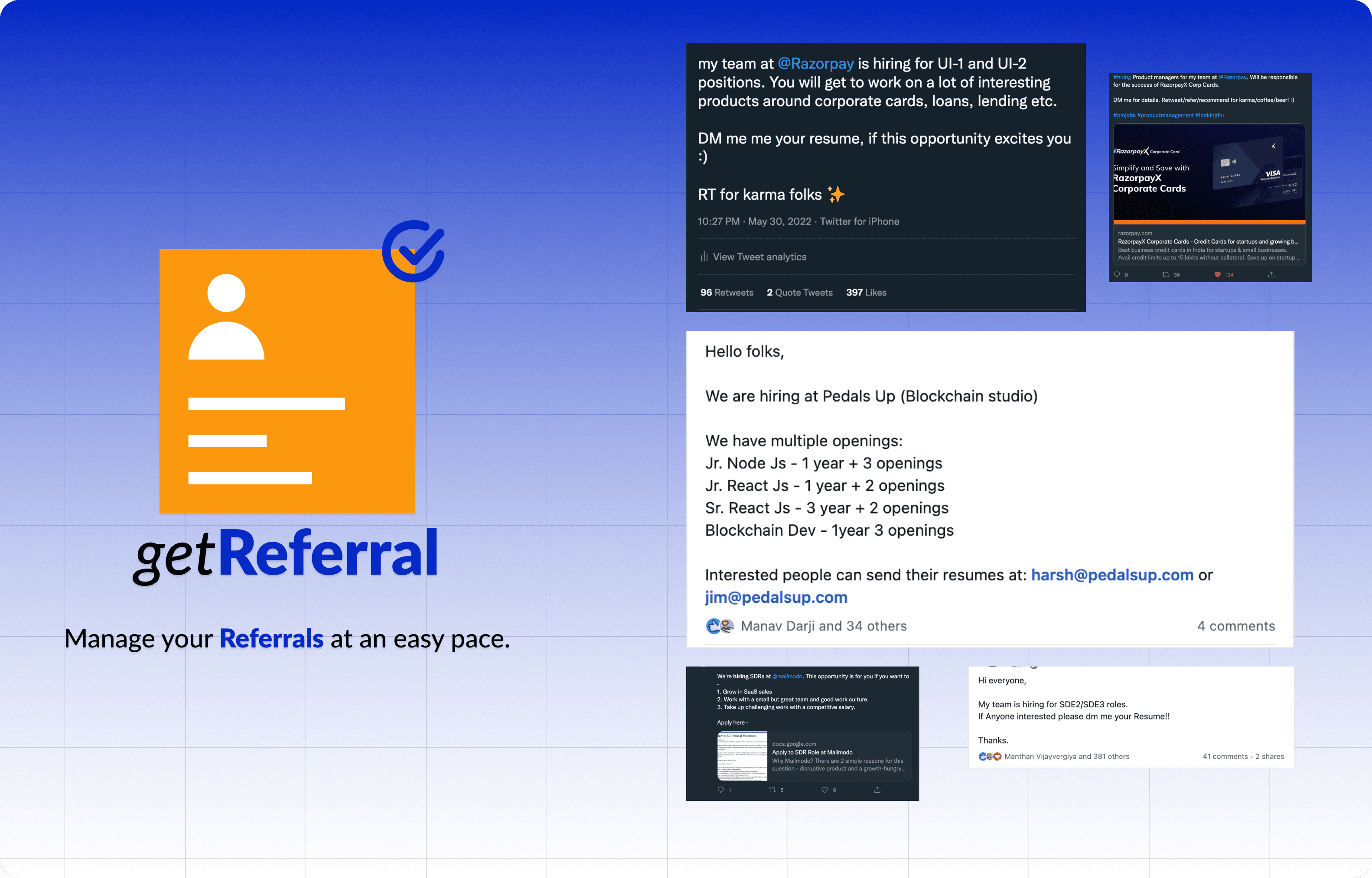 getReferral - Manage referrals easily and apply at one click for openings.